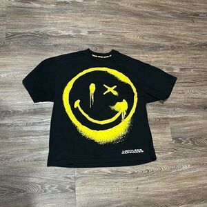 Smiley world black Loose fit L tshirt logo limitless happiness